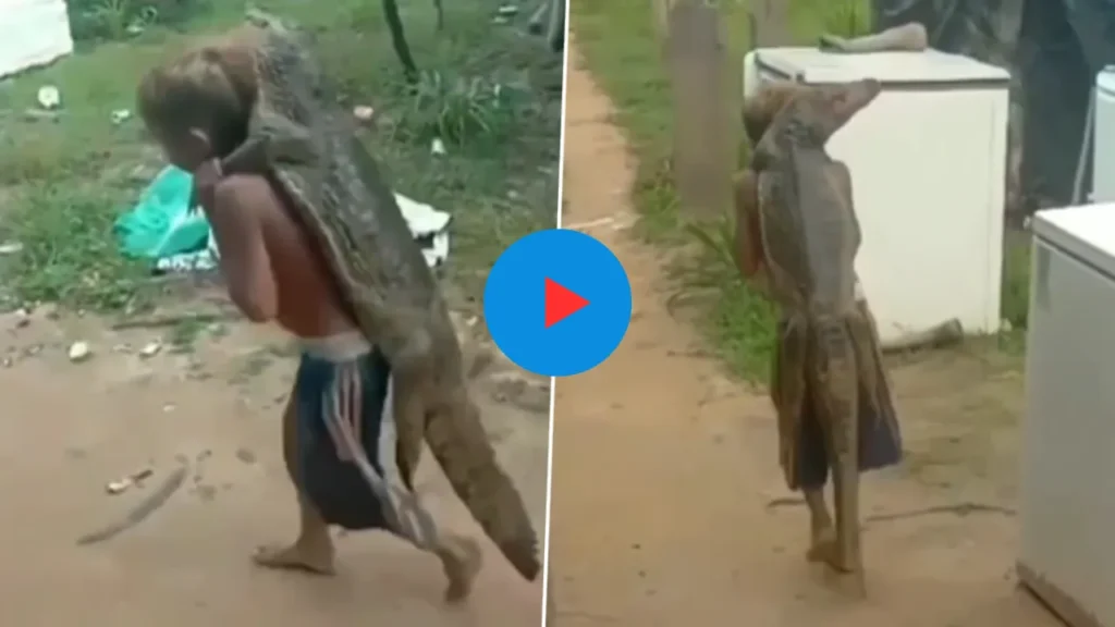 Baby Befriends Crocodile