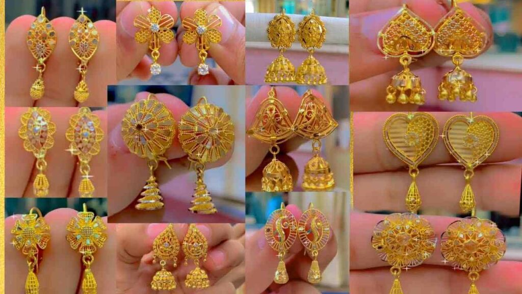 Gold Earrings Tops Designs For Daily Use With Price