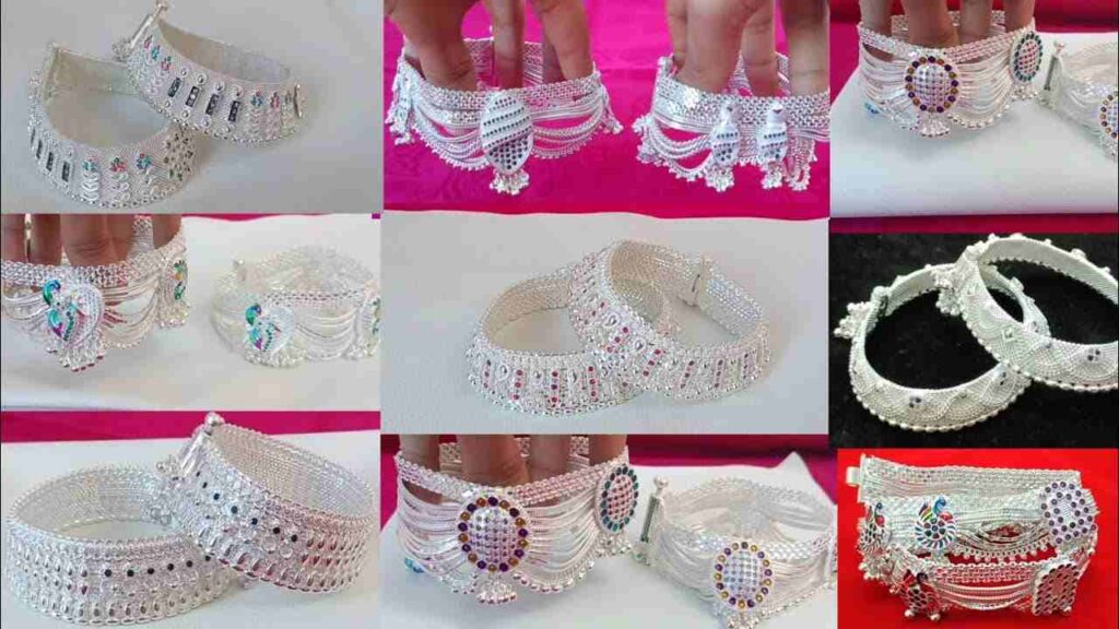 Traditional Silver Anklets Designs For Bride