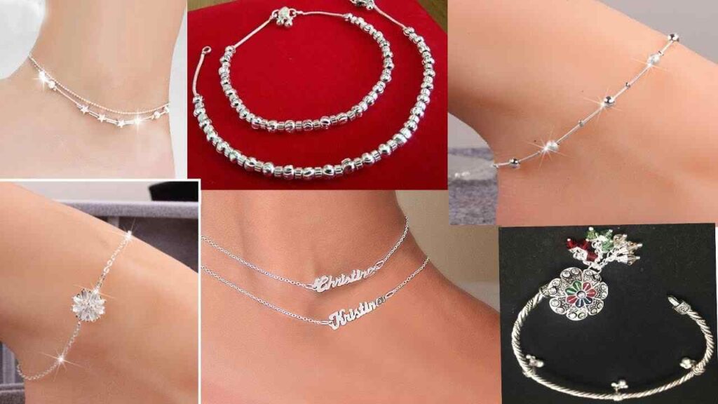 Thin Silver Anklets Design for Daily use